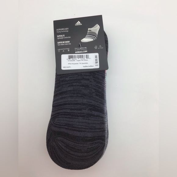 Adidas 6pk. Superlite Striped No Show Socks - Picture 2 of 4